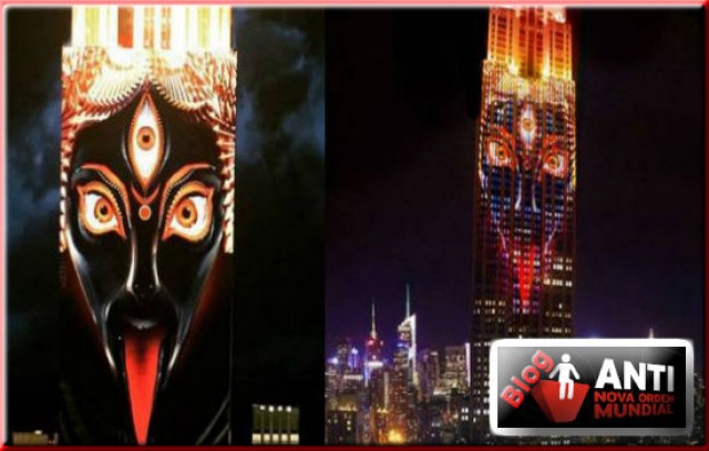 Sinal dos Tempos: Kali, o deus hindu da morte e destruição, projetado no Edifício Empire State, em Nova York