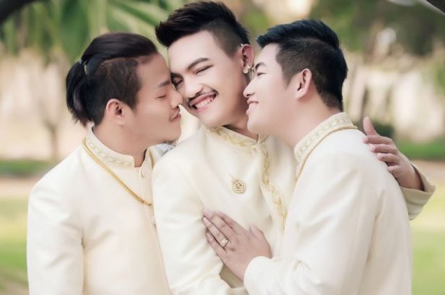 Sodoma Moderna: Três homens se casam na Tailândia no primeiro casamento gay do tipo no mundo